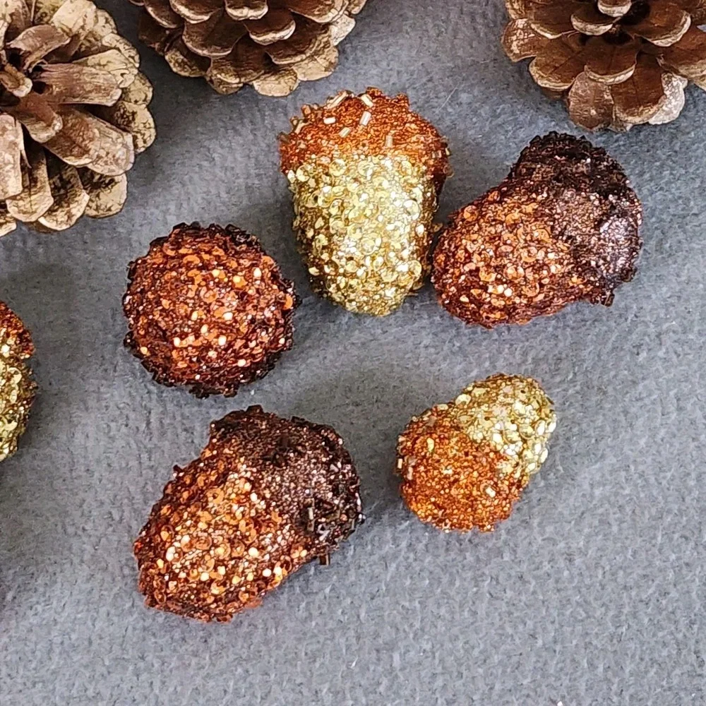Fall Thanksgiving Bowl Filler Table Scatter Pumpkins Acorns Pinecones 35 Pc NEW